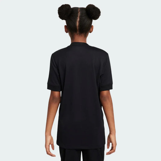 Kit camisa oficial infantil Mini Mantos preta, criança de costas