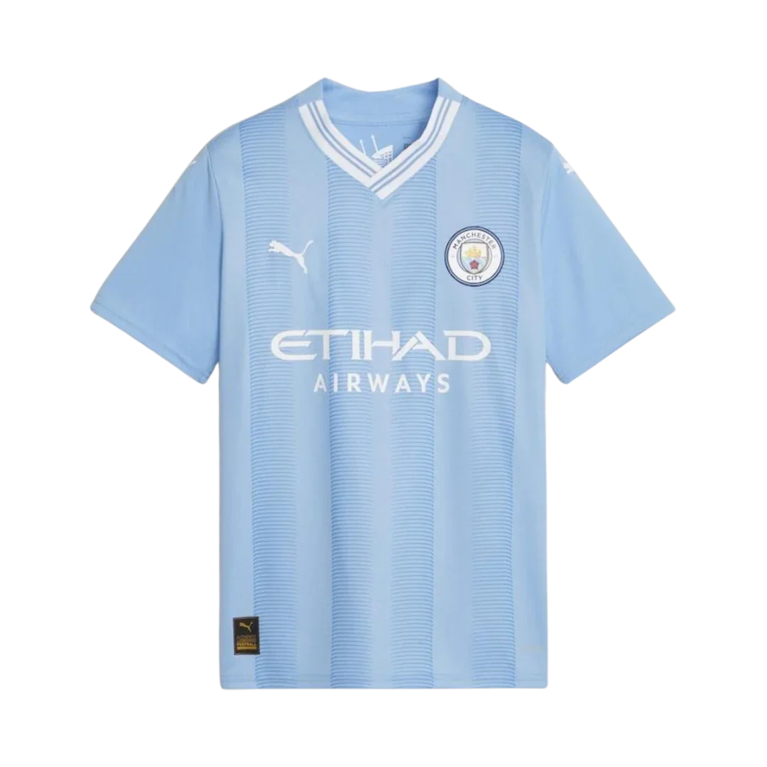 Camisa oficial infantil Manchester City kit Mini Mantos azul claro Puma Etihad