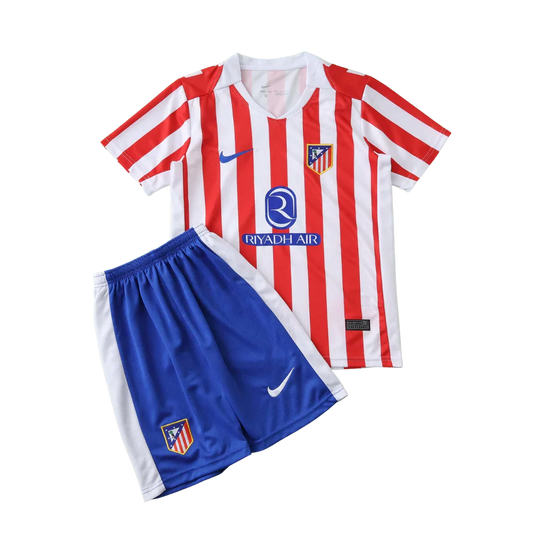 Kit oficial infantil Atlético de Madrid, camisa e shorts, Mini Mantos
