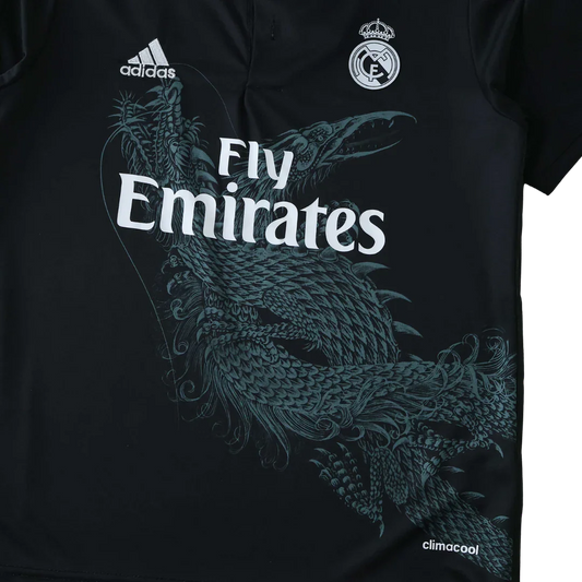 Camisa infantil oficial Real Madrid, kit Mini Mantos preto com dragão