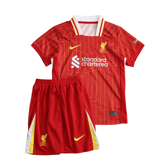 Mini Mantos oficial Liverpool infantil kit camisa e shorts. Kit oficial do Liverpool para crianças.