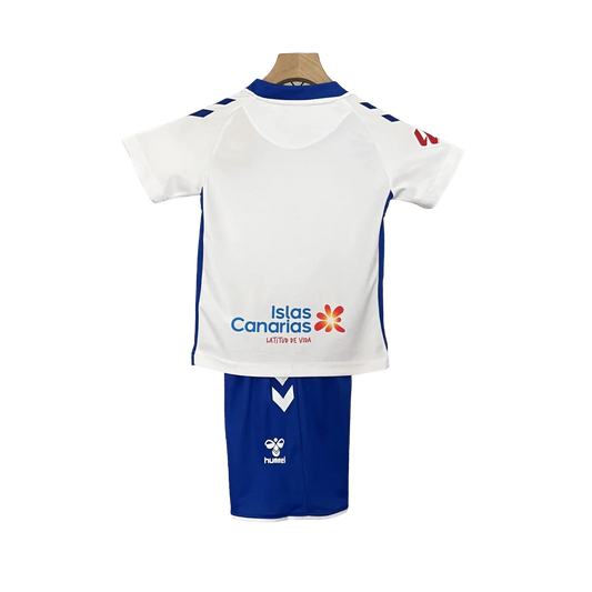 Kit oficial Mini Mantos infantil time Ilhas Canárias, camisa branco e azul