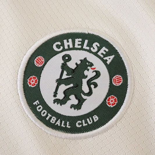 Kit camisa oficial Chelsea FC infantil verde e branco, 4º uniforme. Mini Mantos