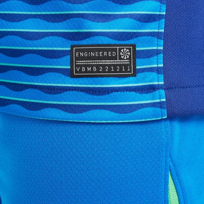 Kit camisa oficial infantil Brasil Mini Mantos azul com listras onduladas