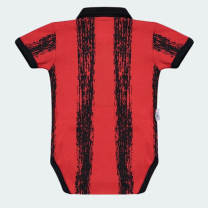 Camisa infantil oficial AC Milan, kit Mini Mantos, listrada vermelho e preto com estampa pincelada