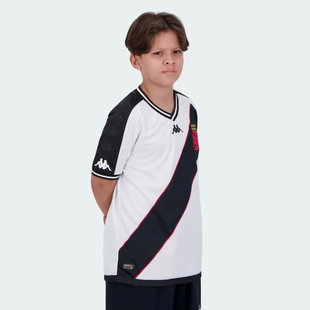 Mini Mantos 4 oficial Vasco da Gama kit infantil camisa branca com faixa preta