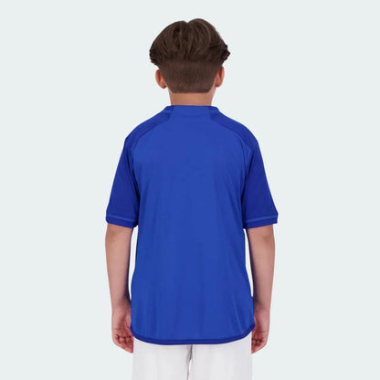 camisa oficial infantil kit Mini Mantos Brasil azul vista de costas