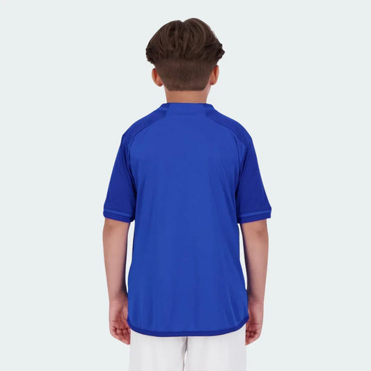 camisa oficial infantil kit Mini Mantos Brasil azul vista de costas