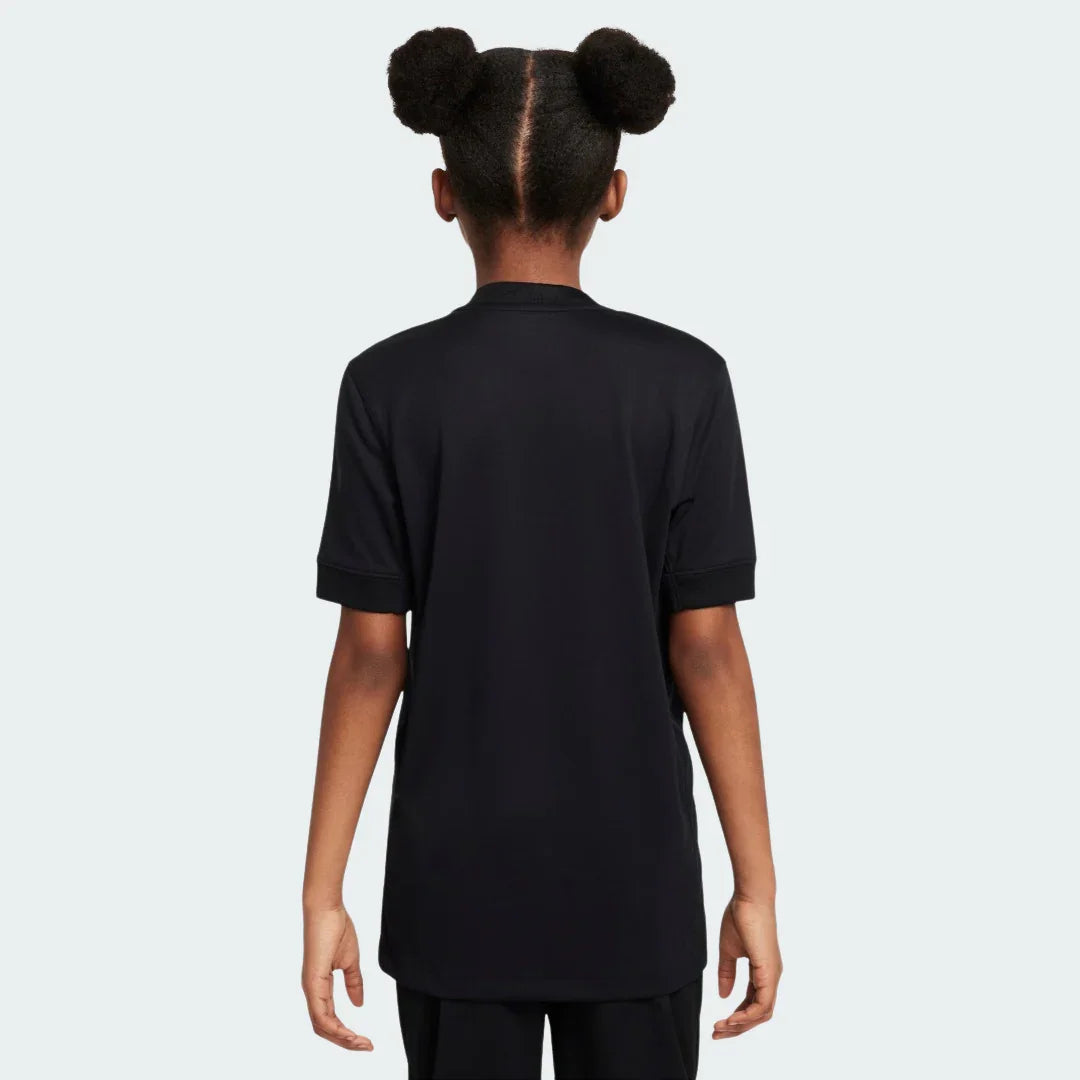 Kit camisa oficial infantil Mini Mantos preta, criança de costas