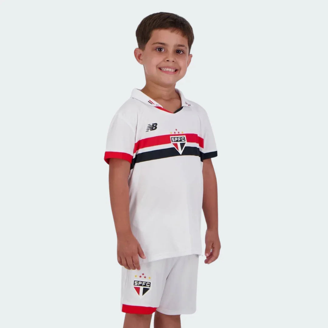 Kit oficial infantil São Paulo FC Mini Mantos, camisa e shorts