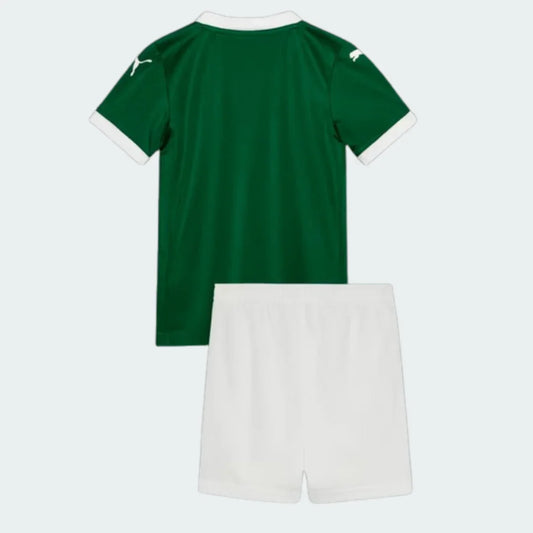 Kit infantil oficial Mini Mantos camisa e shorts verde e branca