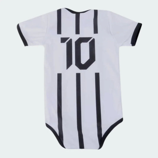 Mini Mantos oficial Juventus, kit camisa infantil branca e preta com número 10