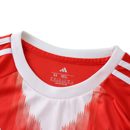 Camisa oficial Mini Mantos infantil do Arsenal kit Home, gola redonda, Adidas vermelha e branca