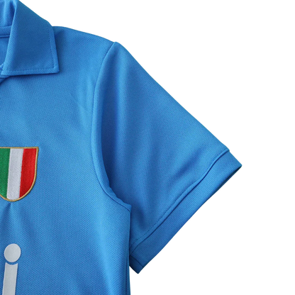 Camisa oficial kit infantil Mini Mantos da Seleção Italiana, azul celeste