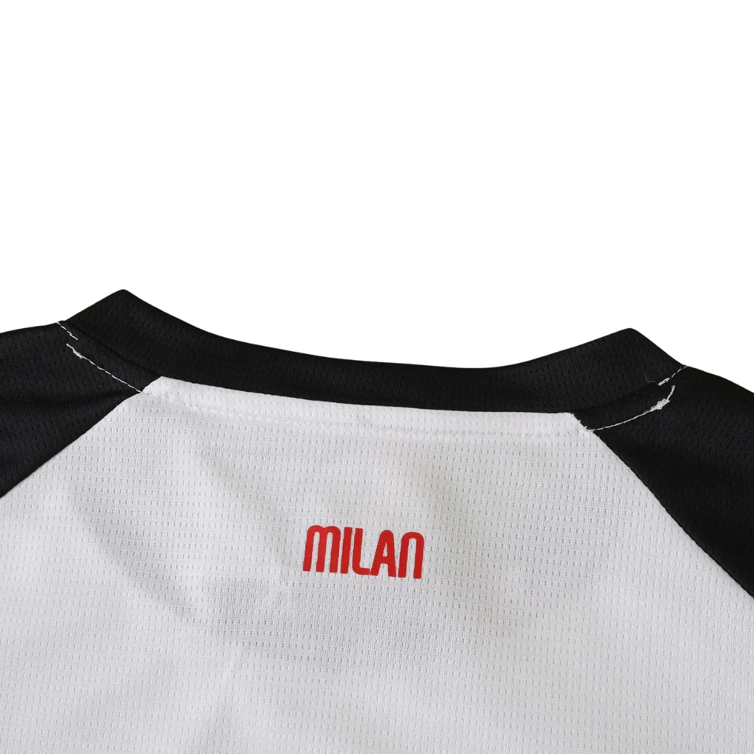 Camisa oficial Mini Mantos infantil Milan branca e preta kit