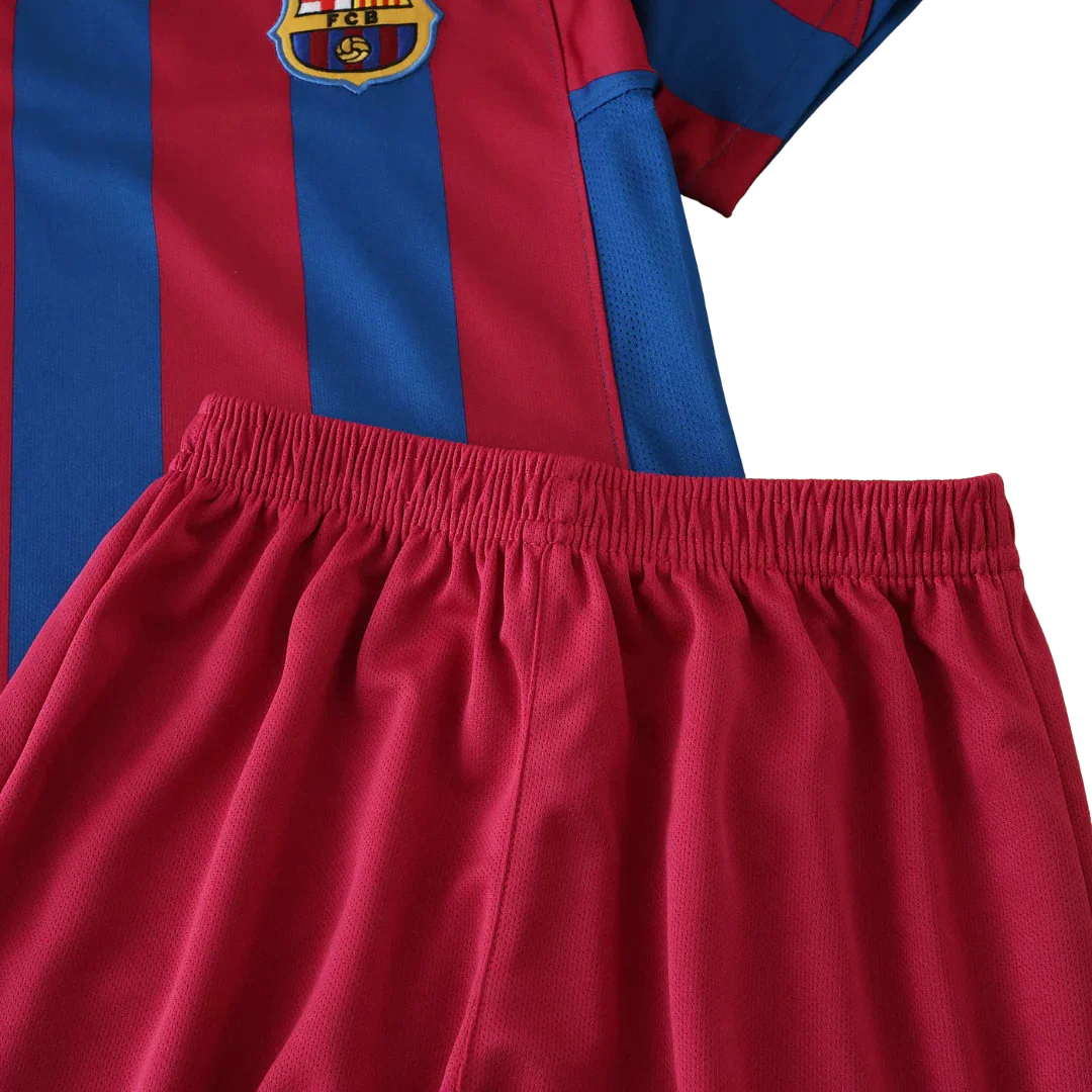 Kit infantil oficial FC Barcelona Mini Mantos, camisa e shorts