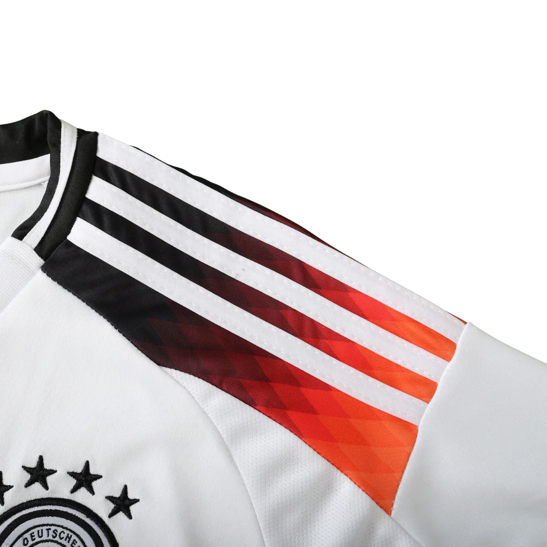 Camisa Alemanha branca infantil oficial Mini Mantos Kit 4 Manga com listras e cores da bandeira