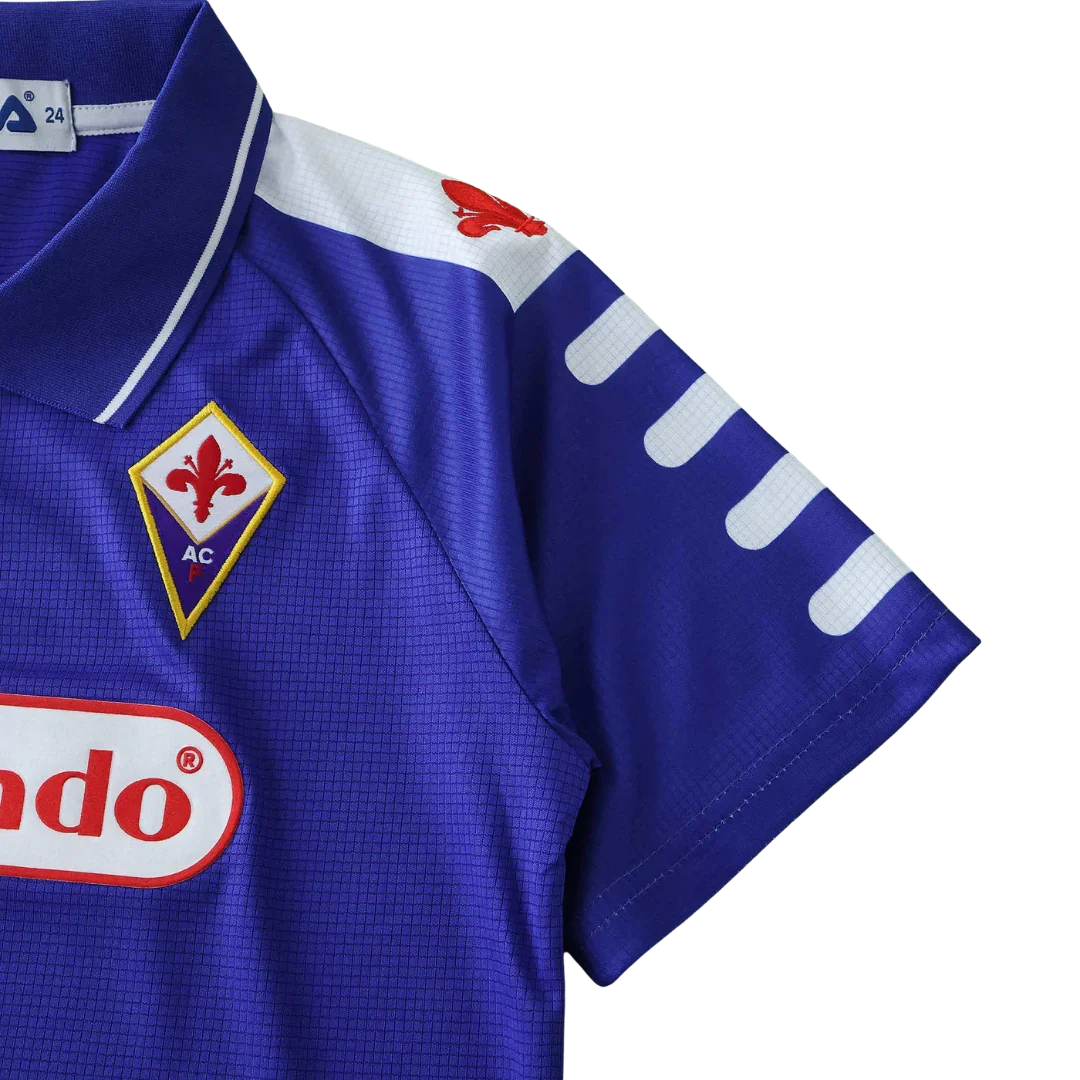 Camisa oficial infantil Fiorentina roxa, Kit Mini Mantos 4. Perfeita para os pequenos torcedores