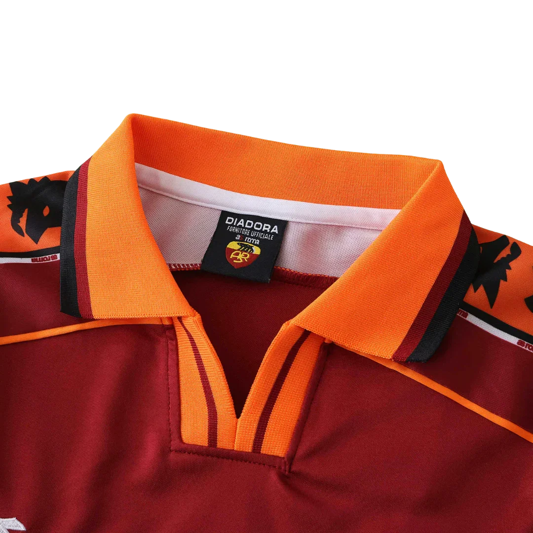 Kit Mini Mantos: Camisa oficial A.S. Roma infantil, com gola e logo Diadora
