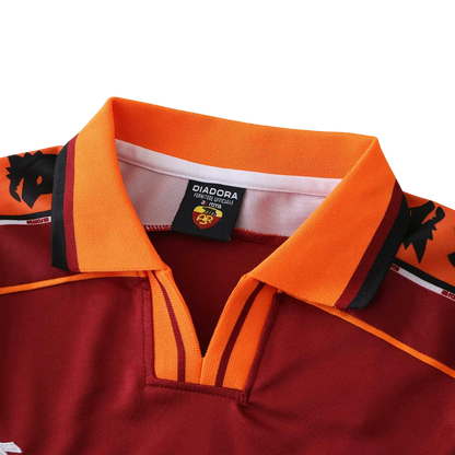 Kit Mini Mantos: Camisa oficial A.S. Roma infantil, com gola e logo Diadora