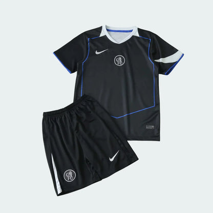 Kit oficial Chelsea infantil Mini Mantos: camisa e shorts pretos