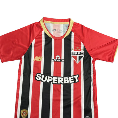 Camisa oficial infantil São Paulo FC listrada vermelha, preta e branca, Kit Mini Mantos