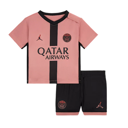 Kit infantil oficial PSG rosa e preto Camisa Mini Mantos Jordan com shorts