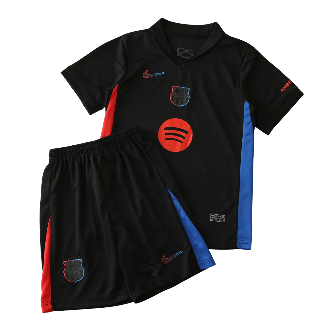 Kit infantil oficial FC Barcelona preto. Camisa e shorts Mini Mantos