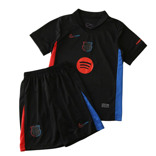 Kit infantil oficial FC Barcelona preto. Camisa e shorts Mini Mantos