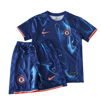 Mini Mantos Kit Chelsea oficial infantil camisa azul e shorts