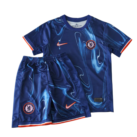 Mini Mantos Kit Chelsea oficial infantil camisa azul e shorts