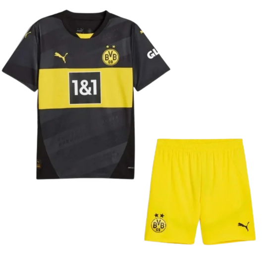 Kit oficial infantil Borussia Dortmund Mini Mantos camisa e shorts