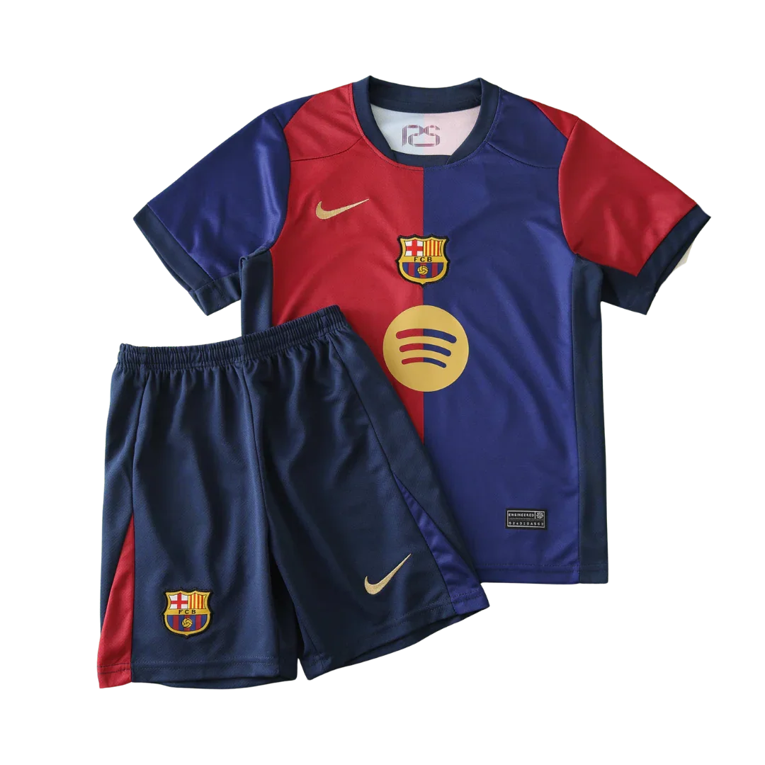 Kit infantil oficial FC Barcelona, camisa e shorts Mini Mantos