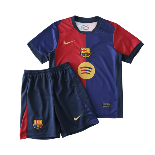 Kit infantil oficial FC Barcelona, camisa e shorts Mini Mantos