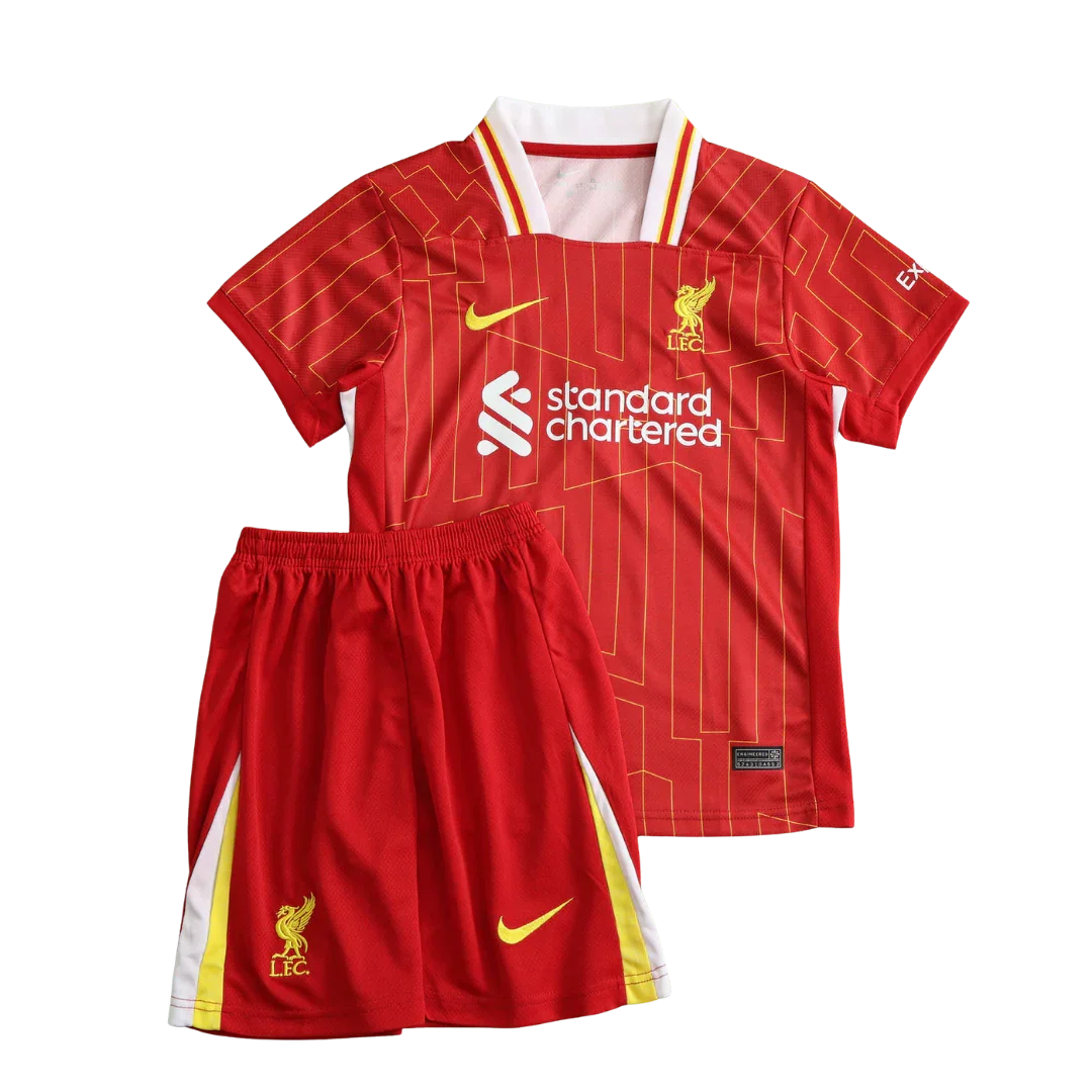 Mini Mantos oficial Liverpool infantil kit camisa e shorts. Kit oficial do Liverpool para crianças.
