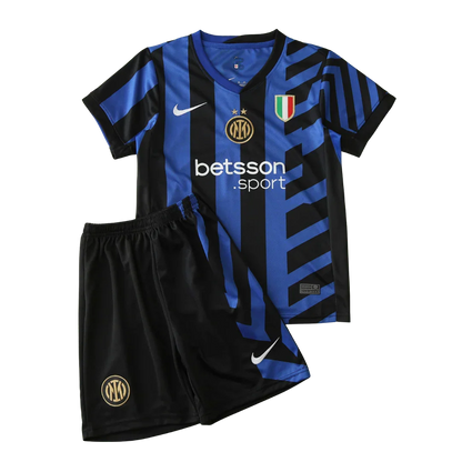 Kit infantil oficial Mini Mantos Inter de Milão, camisa preta e azul com shorts preto