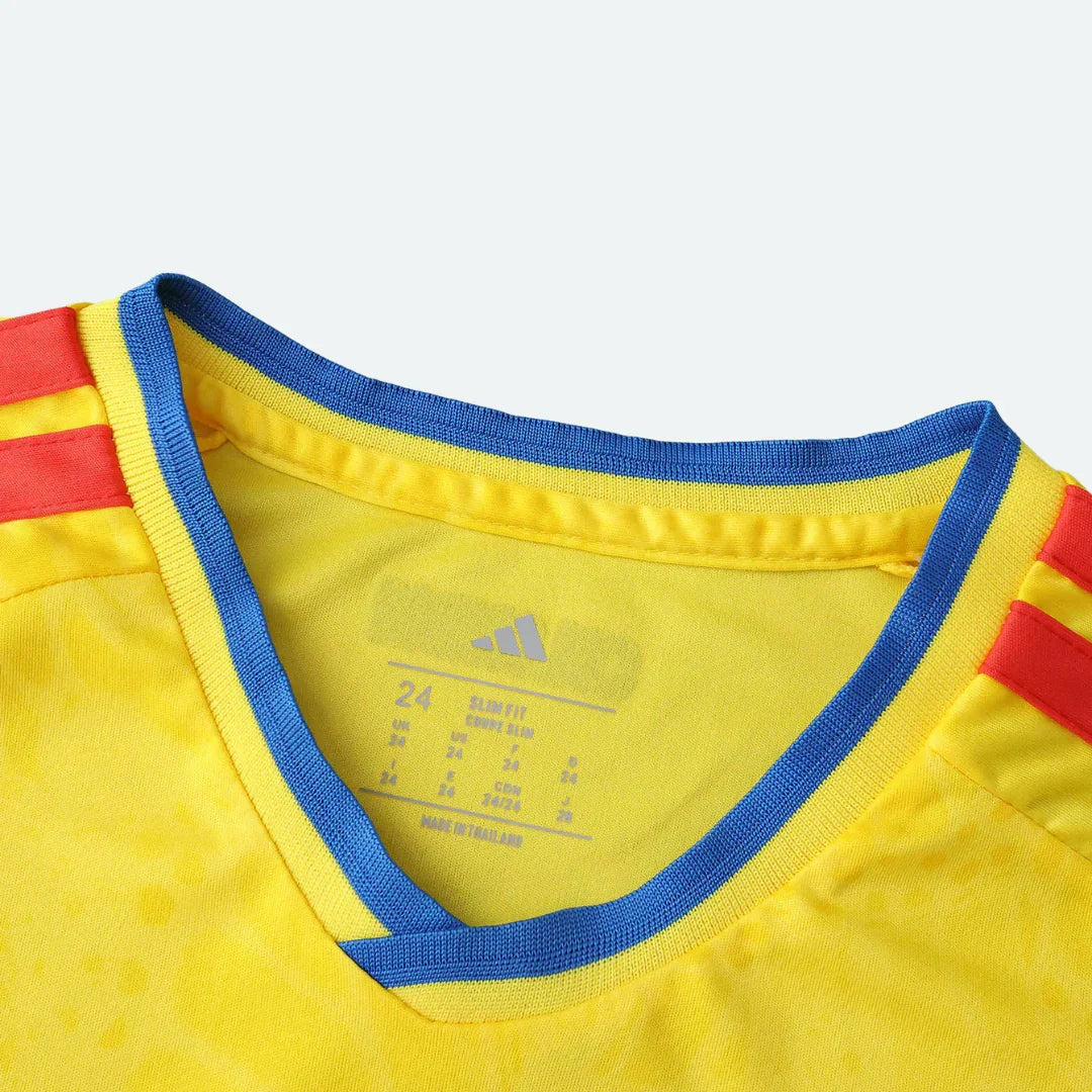 Camisa oficial infantil Mini Mantos da Colômbia 2024, kit esportivo adidas SLIM FIT