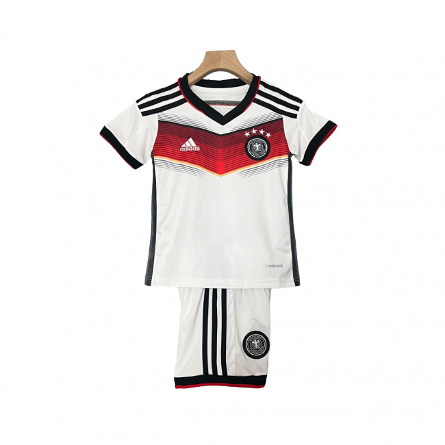 Camisa infantil retrô da Alemanha I 2014. Estilo e nostalgia para os fãs. Compre agora!