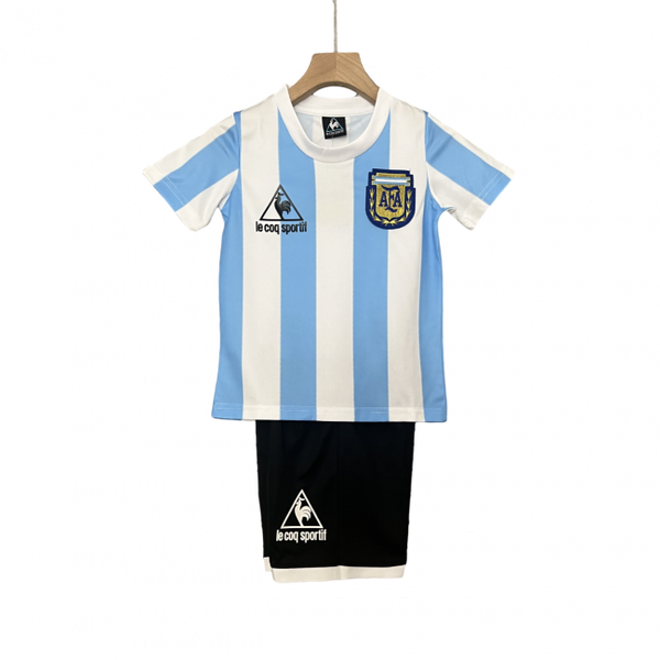 Camisa infantil retrô da Argentina I 1986. Reviva os momentos clássicos. Compre já!