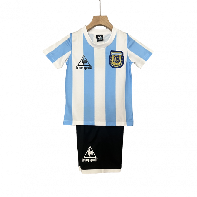 Camisa infantil retrô da Argentina I 1986. Reviva os momentos clássicos. Compre já!