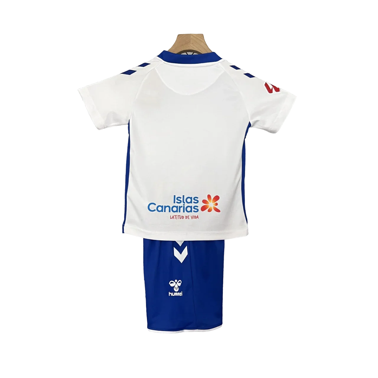 Kit oficial Mini Mantos infantil time Ilhas Canárias, camisa branco e azul