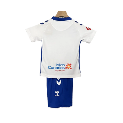 Kit oficial Mini Mantos infantil time Ilhas Canárias, camisa branco e azul