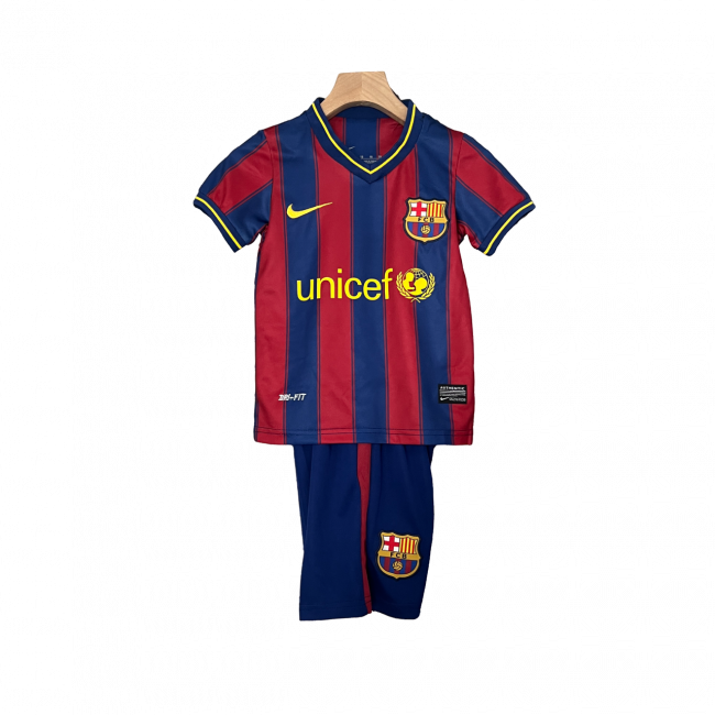 Camisa infantil retrô do Barcelona I 09/10. Reviva os momentos clássicos. Compre já!