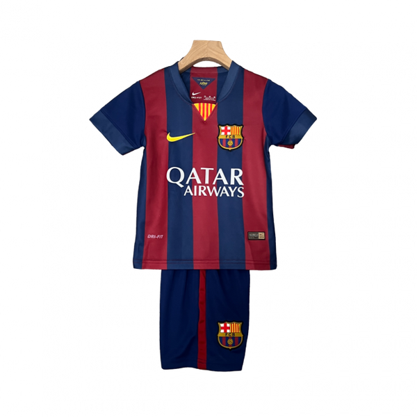 Camisa infantil retrô do Barcelona I 14/15. Estilo e nostalgia para os fãs. Compre agora!