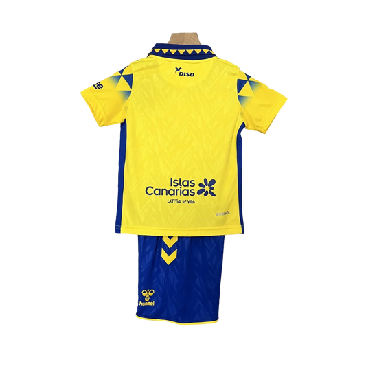 Mini Mantos: kit oficial infantil camisa UD Las Palmas, amarelo e azul. Conjunto de futebol para crianças