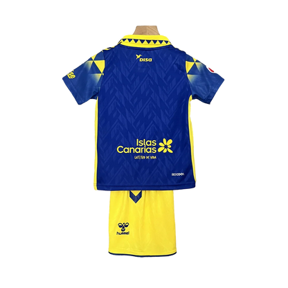 Kit oficial infantil UD Las Palmas Mini Mantos azul e amarelo, camisa e shorts