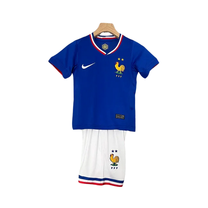 Kit camisa infantil oficial França azul, com shorts branco. Mini Mantos