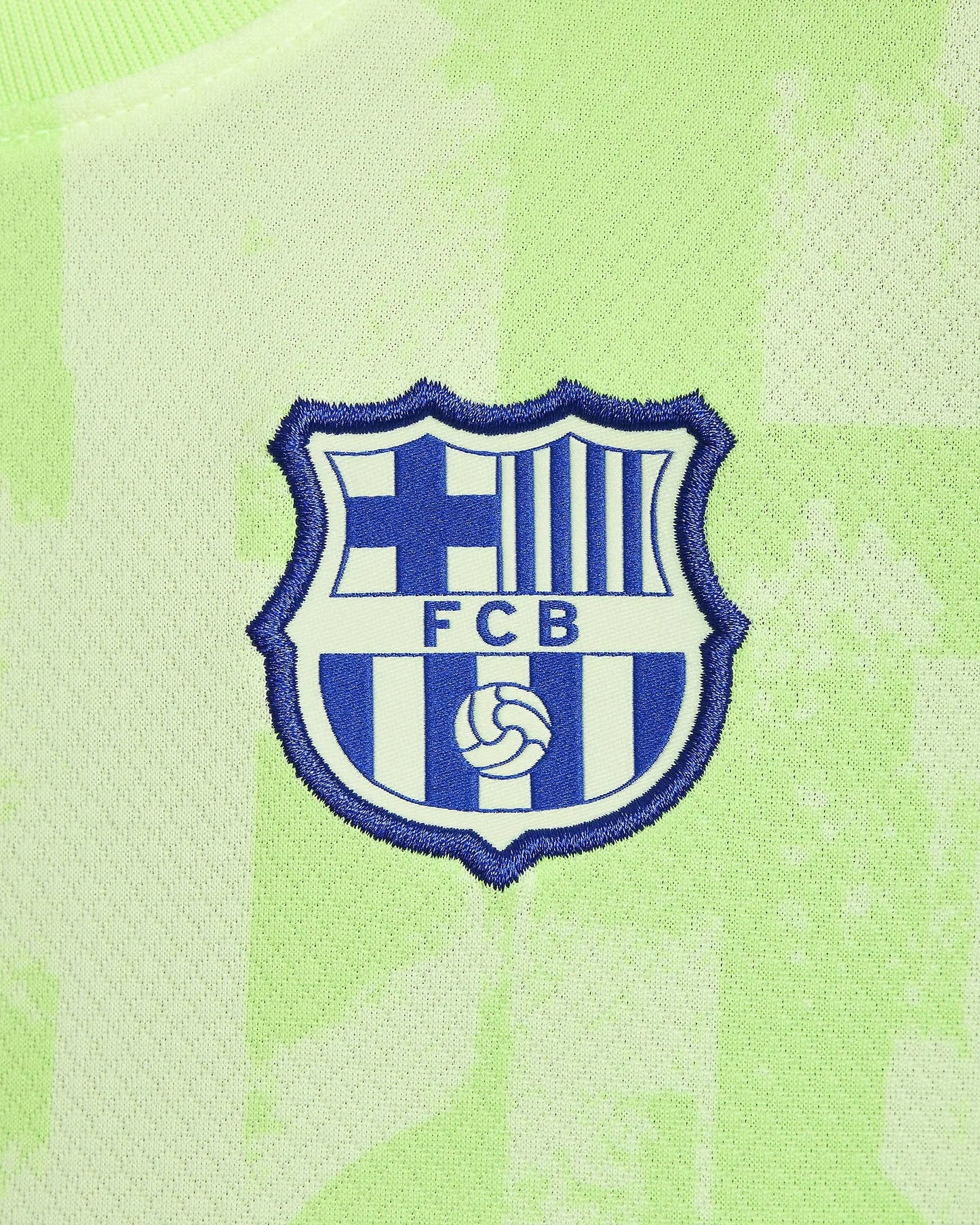 Mini Mantos oficial kit camisa infantil Barcelona, escudo bordado, verde limão