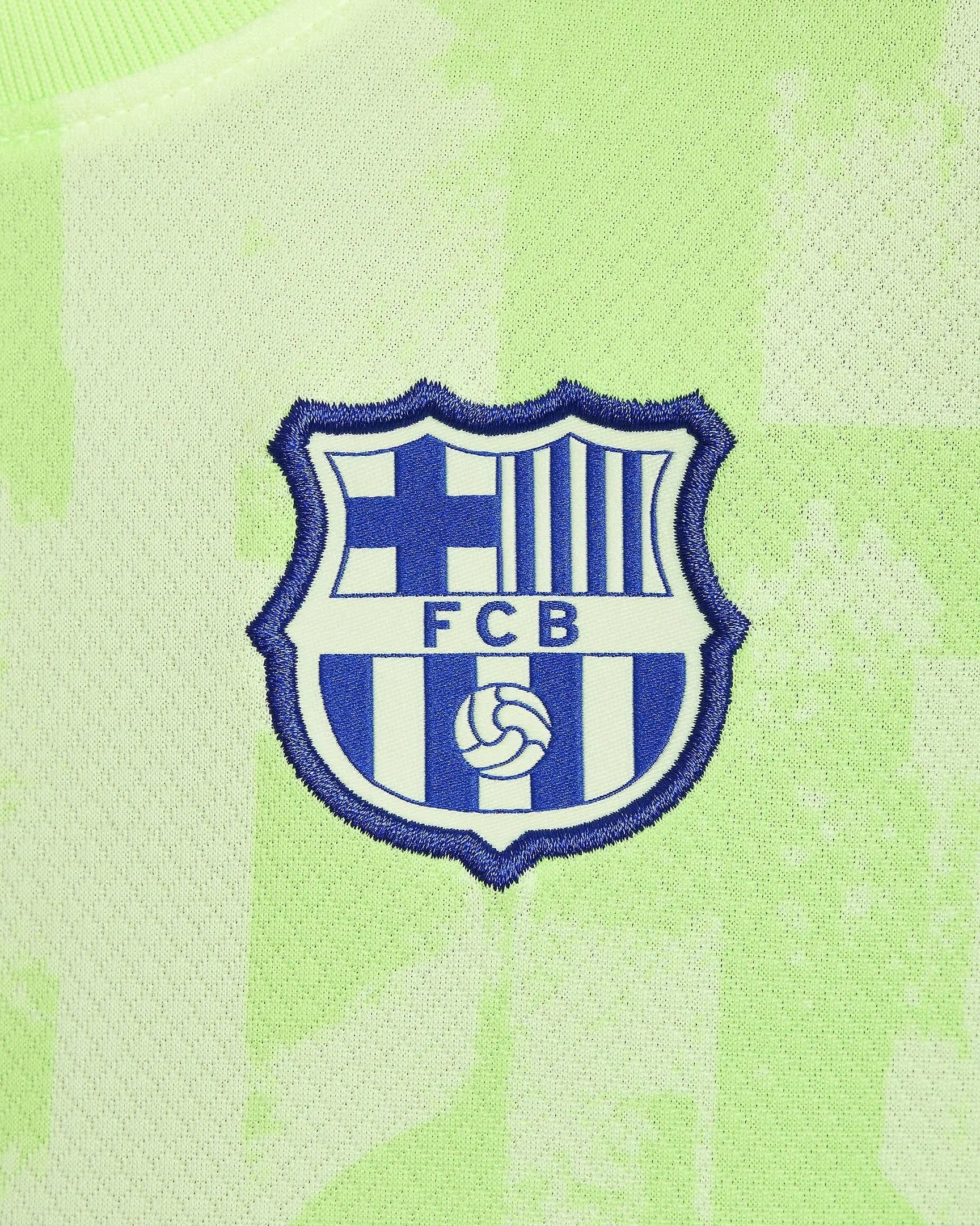 Mini Mantos oficial kit camisa infantil Barcelona, escudo bordado, verde limão