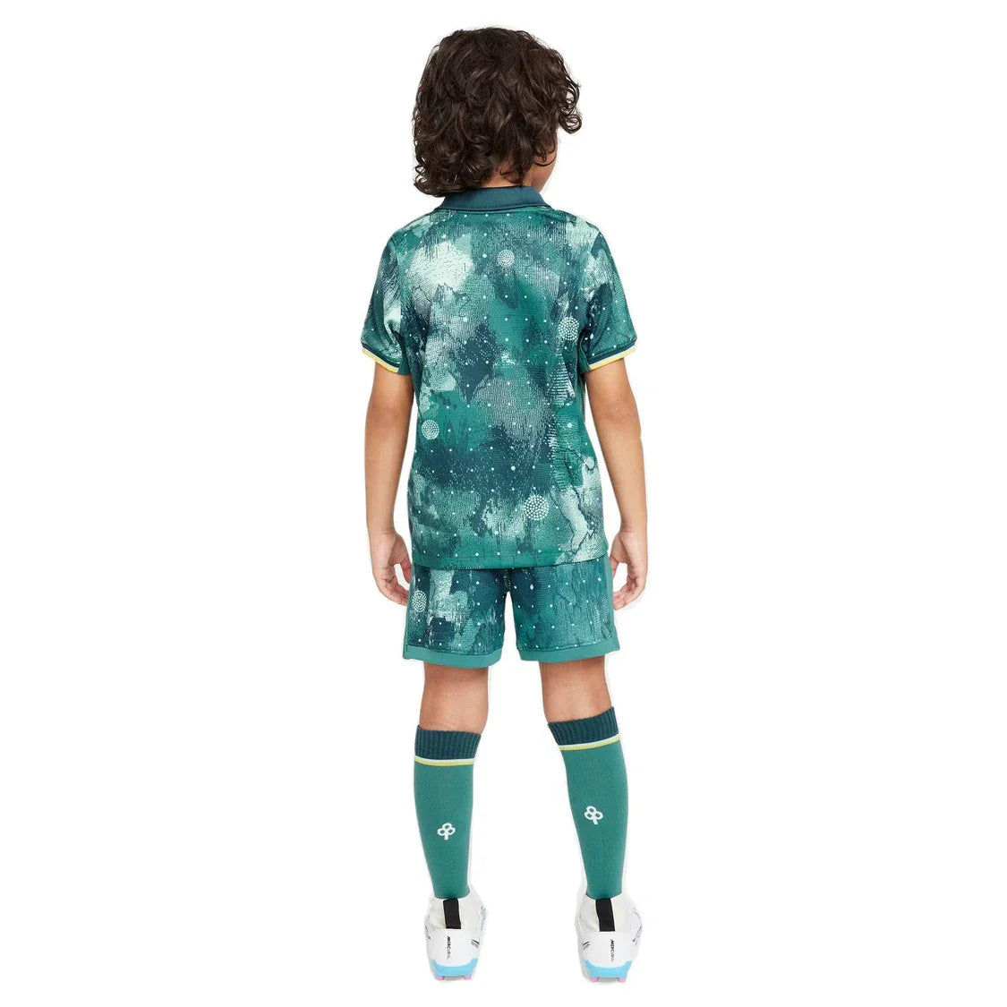 Mini Mantos kit infantil oficial [Nome do Time], camisa quarto uniforme, verde com estampa galáxia